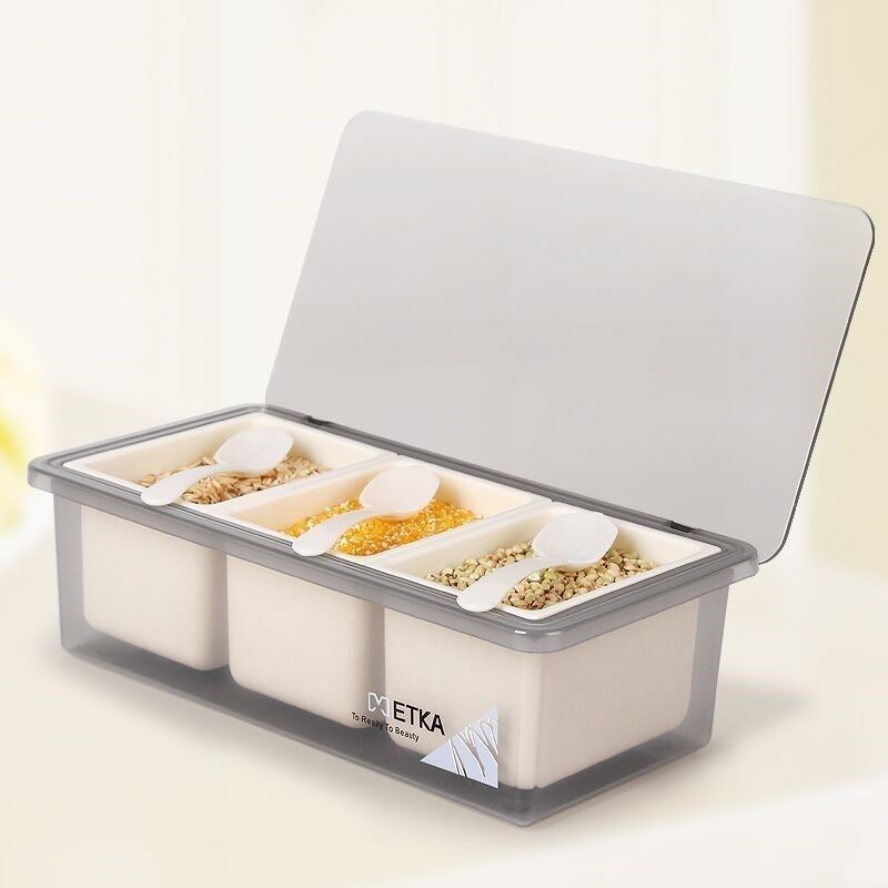 调味罐塑料翻盖创意厨房调味瓶味精盐盒四格式带勺组合翻盖调料盒|ruв категории кухня/посуда, кухонный Гаджет/кухня хранения, тарного хранения/кухня хранения посуды, приправы бутылки - от Buy2taobao.com для оказания профессиональной услуги покупки агента Taobao