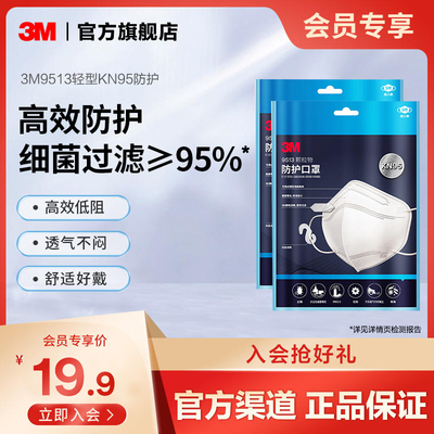 3M防尘防雾霾KN95立体口罩