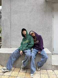 KencilBox千笔盒子口袋简约水洗直筒牛仔裤 宽松街头嘻哈街舞长裤