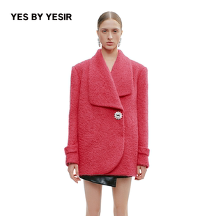 绵羊毛马海毛静奢茧形短大衣毛呢外套 YESIR叶谦25冬新款 YES