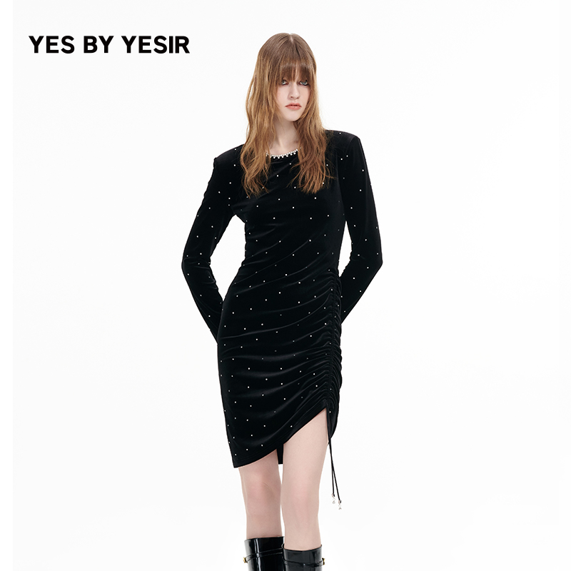 芭蕾舞会抽绳烫钻连衣裙