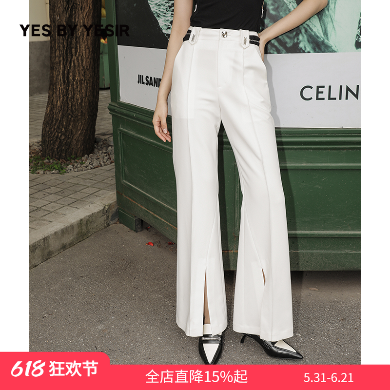 YES BY YESIR叶谦原创设计师春休闲裤时尚链式脚口开衩长裤