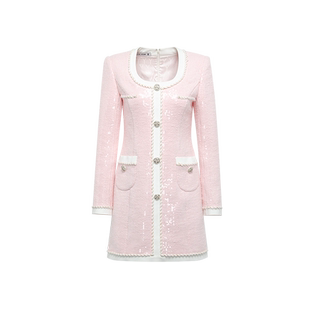 管乐同款YES BY YESIR叶谦原创设计师秋新品香风珠片连衣裙