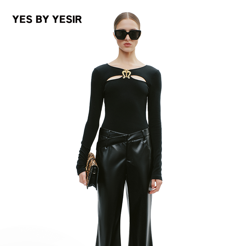YESBYYESIR竖琴乐章镂空针织衫