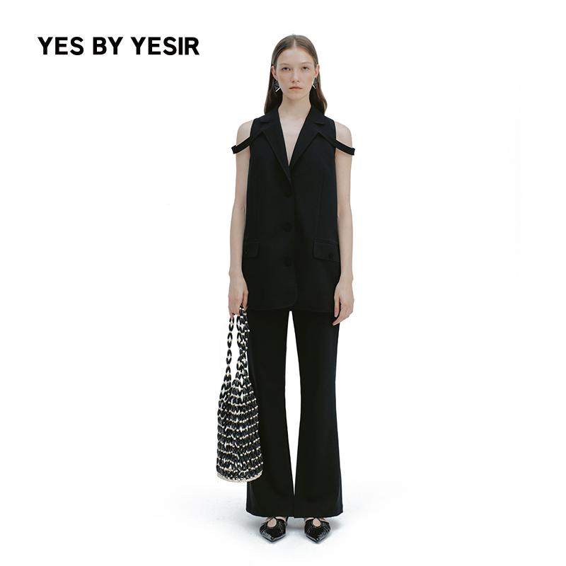 YES BY YESIR叶谦原创设计师26春夏新款解构领压褶西装马甲&西裤