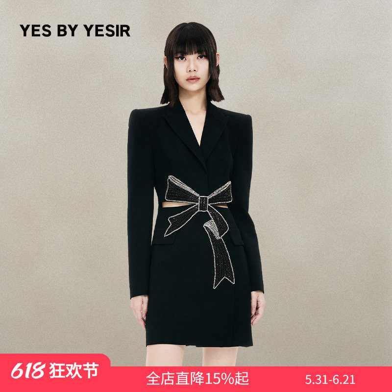蛮好的人生&亲爱的仇敌同款YES BY YESIR叶谦蝴蝶结西装连衣裙