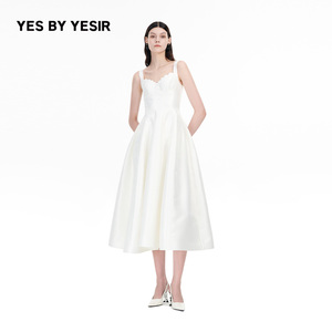 YES BY YESIR叶谦原创设计师2024秋冬新款白人鱼公主轻礼服连衣裙