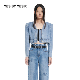 YESIR叶谦原创设计师春夏女牛仔截短阔型薄外套 杨紫同款 YES