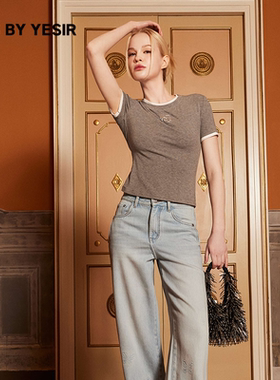 YES BY YESIR叶谦原创设计25夏新款双面罗纹材质YBY星芒高周波T恤