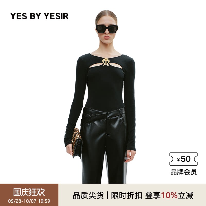 YESBYYESIR竖琴乐章镂空针织衫