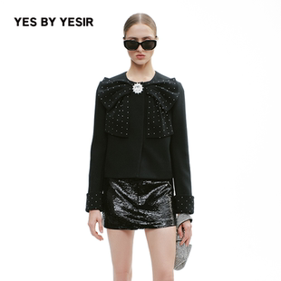 叶谦原创南法庄园主闪钻蝴蝶结短外套 YESIR2025年秋冬新款 YES