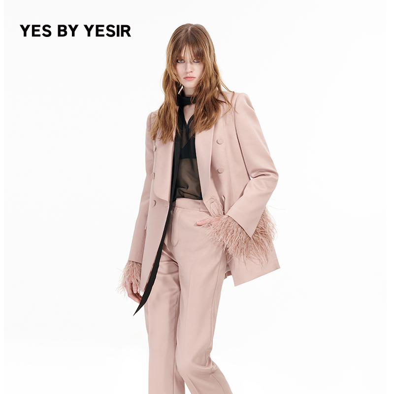 曼塔玫瑰鸵鸟毛名媛羊毛西服