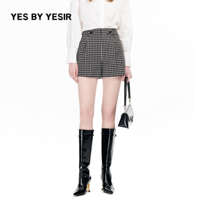 黑格尔复古格纹通勤百搭短裤 YESIR叶谦原创设计秋新款 YES