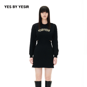 YES BY YESIR叶谦原创设计师秋新品字母烫金轻简卫衣连衣裙
