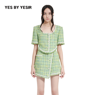 YES YESIR叶谦原创设计师温柔香风截短阔型外套 陈妍希同款