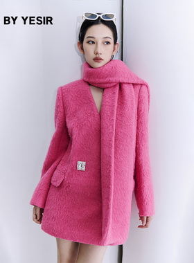 YES BY YESIR叶谦原创设计24年秋冬新款两穿绵羊毛西服式短大衣