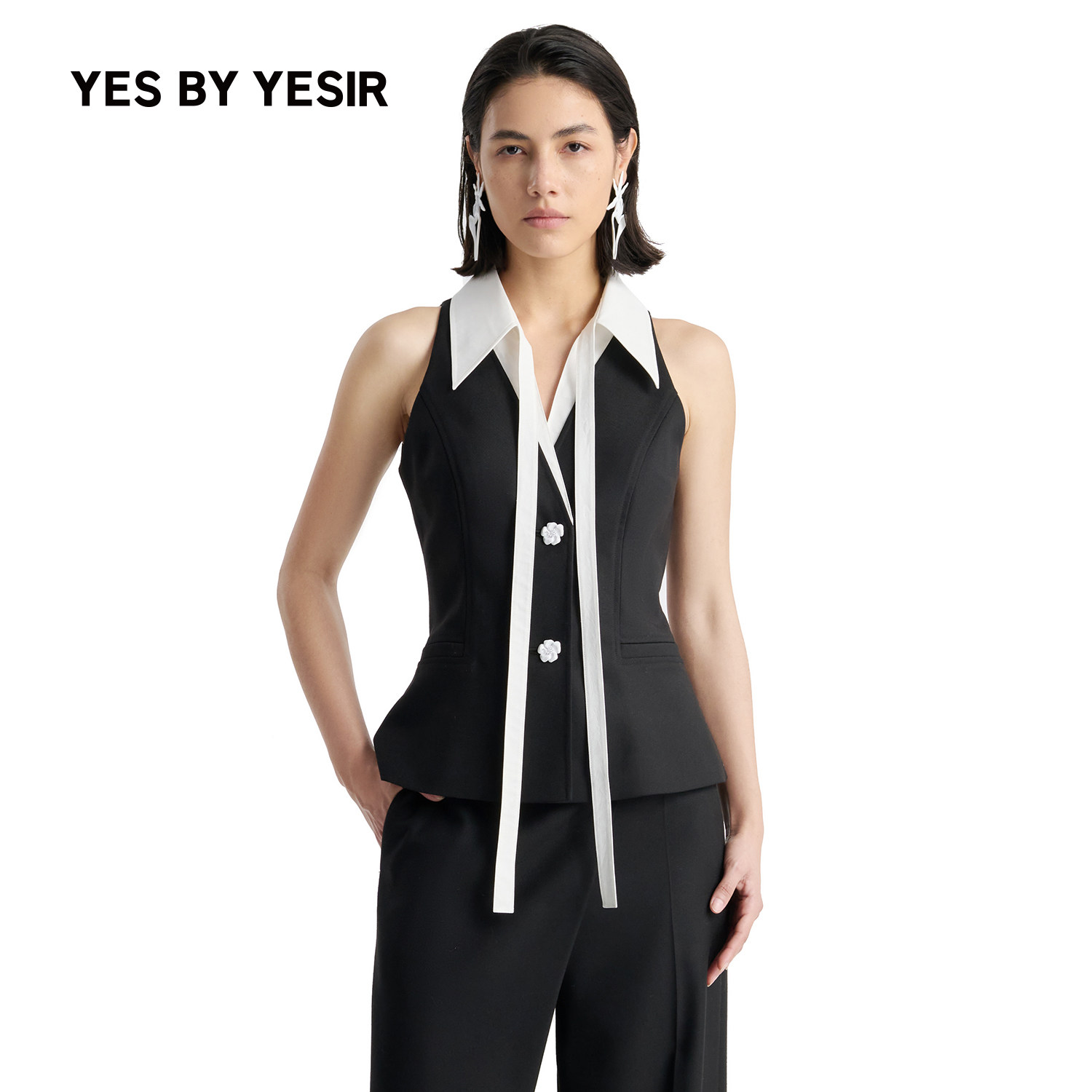 YESBYYESIR秋冬飘带马甲女款