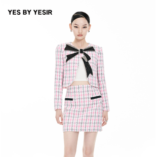 名媛蝴蝶结香风夹克短裙 YESIR叶谦原创设计师春新款 YES