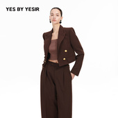 YES YESIR叶谦秋新款 辛芷蕾&徐梦洁同款 咖色海妖通勤西服套装