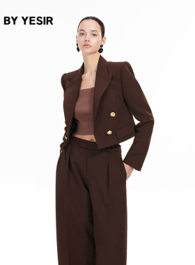 辛芷蕾&徐梦洁同款YES BY YESIR叶谦秋新款咖色海妖通勤西服套装