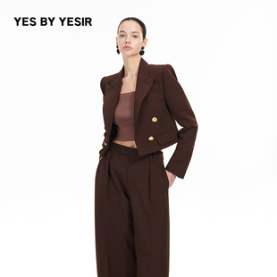 辛芷蕾&徐梦洁同款YES BY YESIR叶谦秋新款咖色海妖通勤西服套装