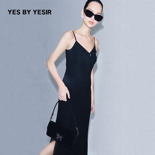 YESIR叶谦YBY原创设计师气质法式 吊带小黑裙连衣裙新款 YES 女