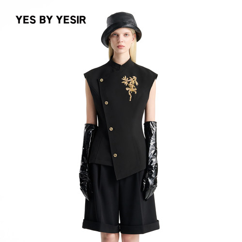 YESBYYESIR新中式金珠马甲上衣