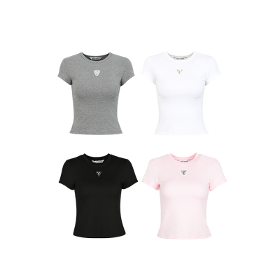 YESBYYESIR低领三角Y字短袖T恤