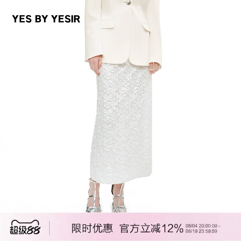 YESBYYESIR镂空花朵半身裙