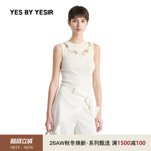 YESBYYESIR蝴蝶结吊坠针织衫