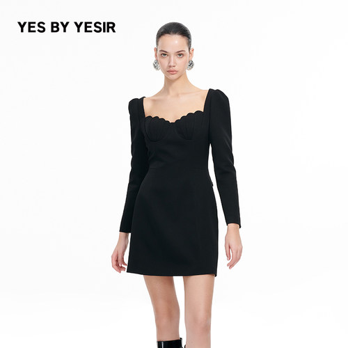 YESBYYESIR羊毛长袖公主连衣裙