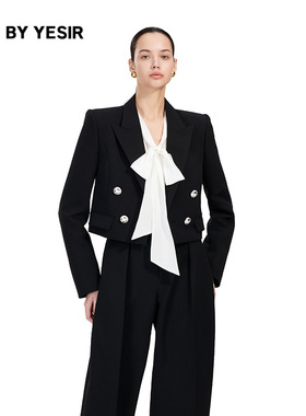 辛芷蕾同款YES BY YESIR叶谦原创设计黑色海妖通勤风西装西裤套装
