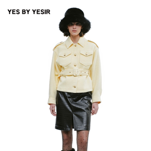 奶油黄苏力军旅夹克外套 YESIR叶谦原创设计师2025年冬新款 YES