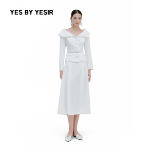 YESIR叶谦26春新款 立体马蹄莲V领短外套&半身裙 YES 赵雅芝同款