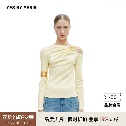 YES BY YESIR叶谦原创设计师秋冬新款女竖琴乐章解构T恤舒适内搭