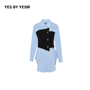 裙 YESIR叶谦原创设计师秋女士多巴胺简欧假两件衬衫 YES