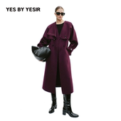 梅紫熟了可拆卸毛呢大衣 YESIR叶谦原创设计师2025年冬新款 YES