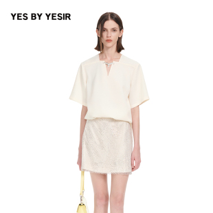 飞翔海鸥装 YES YESIR叶谦原创设计25夏新款 饰短袖 上衣雪纺衫