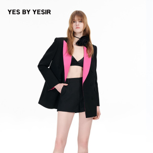 西装 YESIR叶谦原创设计24秋新款 羊毛通勤黑粉撞色西服 YES