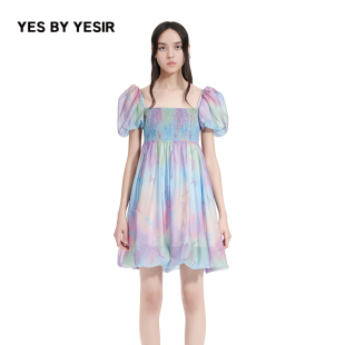 YES YESIR叶谦原创设计师夏多巴胺炫彩蝴蝶泡泡花苞裙