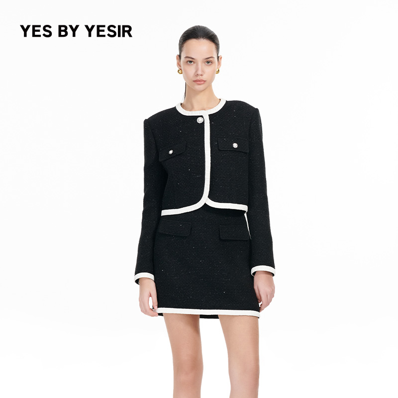 抽褶外套静奢香风短夹克短裙