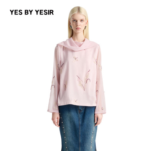 YESBYYESIR重工珠绣围脖衬衫