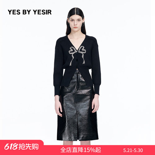 重工心钻蝴蝶结针织开衫
