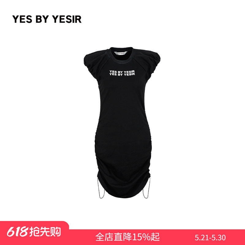 YES BY YESIR叶谦原创设计师夏新款女裙子云朵袖T恤连衣裙
