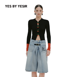 樱桃熟了撞色针织开衫 YESIR叶谦原创设计26春夏新款 YES