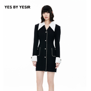 蛮好的人生同款YES BY YESIR叶谦原创设计师老钱风修身西装连衣裙