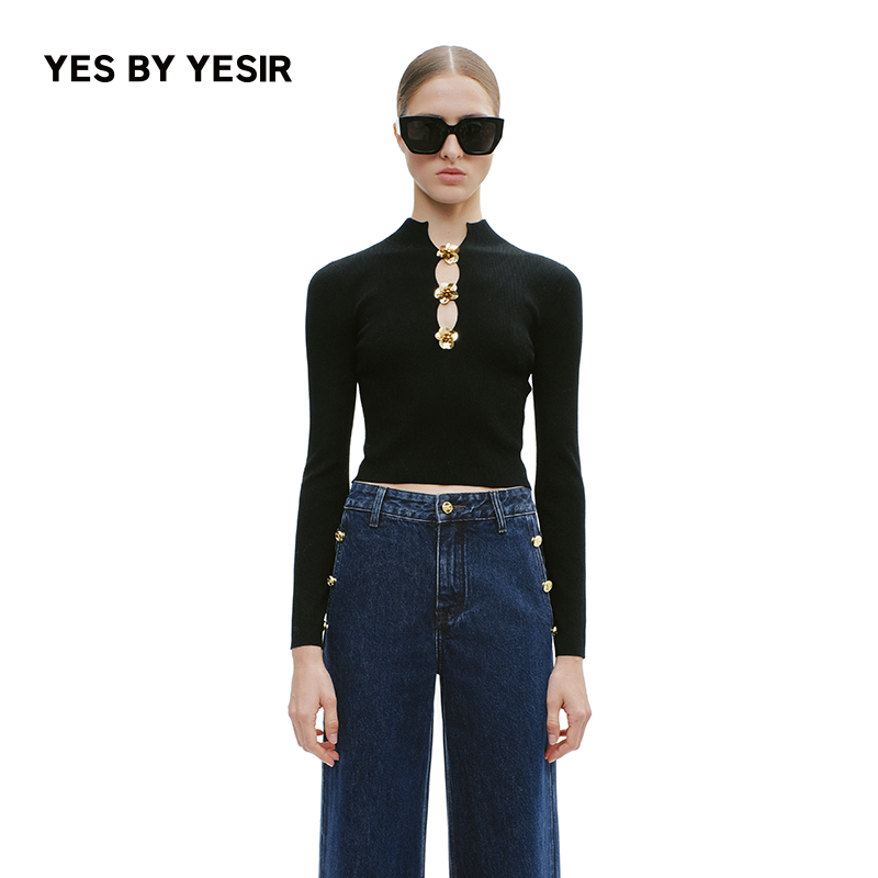 女王永生花针织套头衫