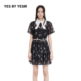 连衣裙 YESIR叶谦原创设计师2023春夏裙子百搭机械蝴蝶衬衫 YES