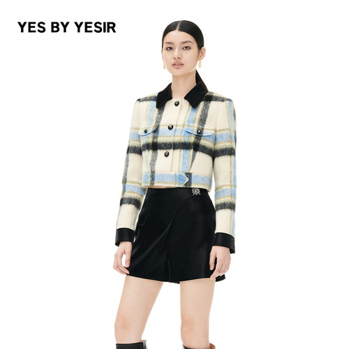 YESBYYESIR海盐格纹夹克