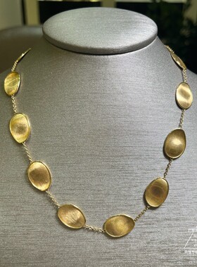 Marco Bicego Lunaria18K金拉丝金叶子项链 巴黎萌猫正品代购